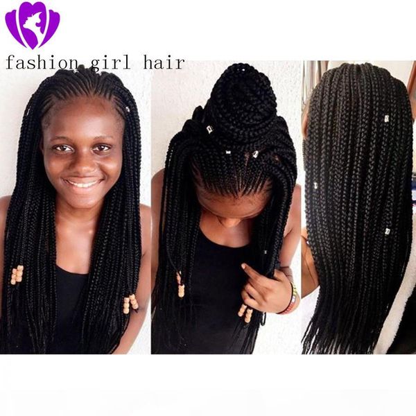 13x4 synthetic lace front wigs for women long black braided box braids wigs heat resistant glueless braid lace front wig, Black;brown
13x4 synthetic lace front wigs for women long black braided box braids wigs heat resistant glueless braid lace front wig, Black;brown