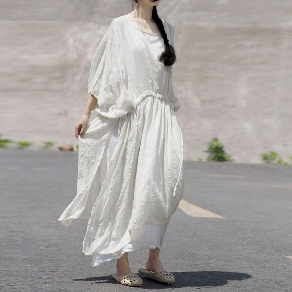 casual dresses johnature vintage loose striped o-neck nine quarter batwing sleeve 2021 summer high waist tie slit women, Black;gray
casual dresses johnature vintage loose striped o-neck nine quarter batwing sleeve 2021 summer high waist tie slit women, Black;gray