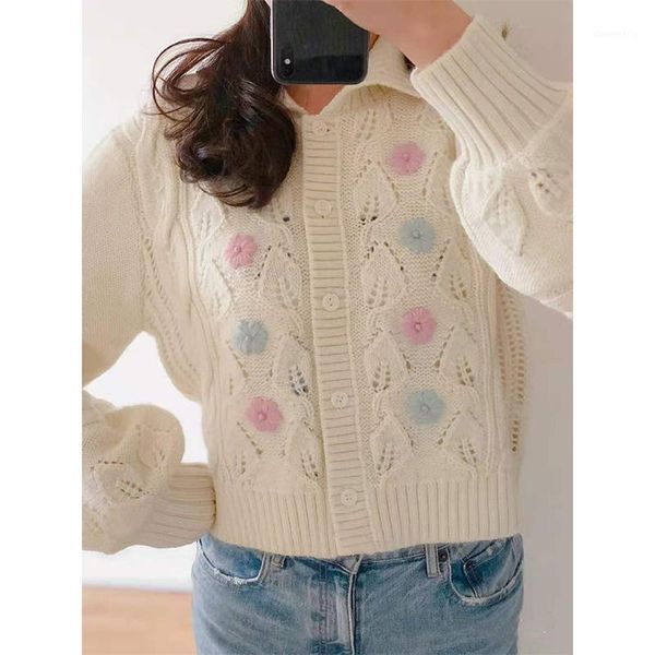 women's knits & tees 2021 autumn and winter sailor collar flower pattern hollow knit long-sleeved cardigan women1, White
women's knits & tees 2021 autumn and winter sailor collar flower pattern hollow knit long-sleeved cardigan women1, White