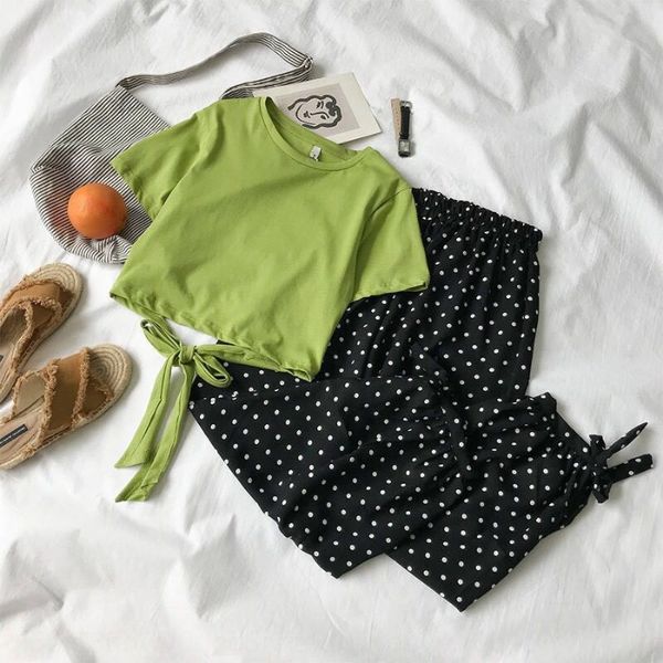 internet celebrity two-piece suit summer 2020 new women's clothing korean t-shirt style design short-sleeved t-shirt polka dot lantern, Gray
internet celebrity two-piece suit summer 2020 new women's clothing korean t-shirt style design short-sleeved t-shirt polka dot lantern, Gray