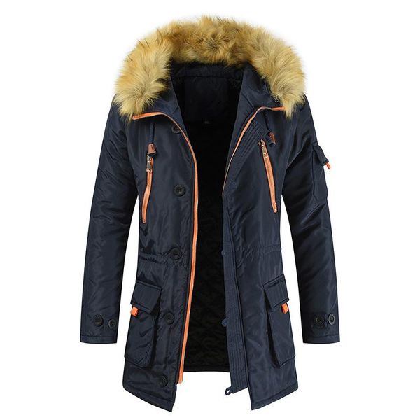 men overcoat winter thick warm coat faux fur hooded faux fur zipper long sleeve pockets male coat tide, Black
men overcoat winter thick warm coat faux fur hooded faux fur zipper long sleeve pockets male coat tide, Black