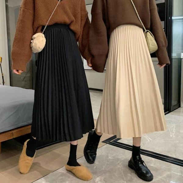 skirts women 2021 winter draped rib pleated skirt elastic high waist long female autumn ladies quality midi saia, Black
skirts women 2021 winter draped rib pleated skirt elastic high waist long female autumn ladies quality midi saia, Black