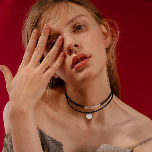 circle choker leather simple geometric double layers chokers necklaces punk stainless steel round tag collar collier femme, Golden;silver
circle choker leather simple geometric double layers chokers necklaces punk stainless steel round tag collar collier femme, Golden;silver