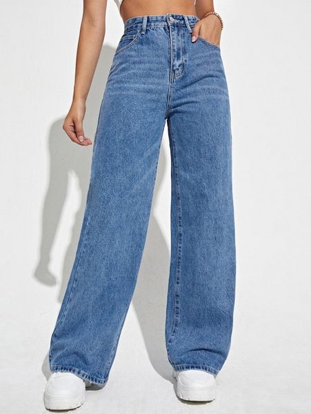 high waisted wide leg jeans 08ag#, Blue
