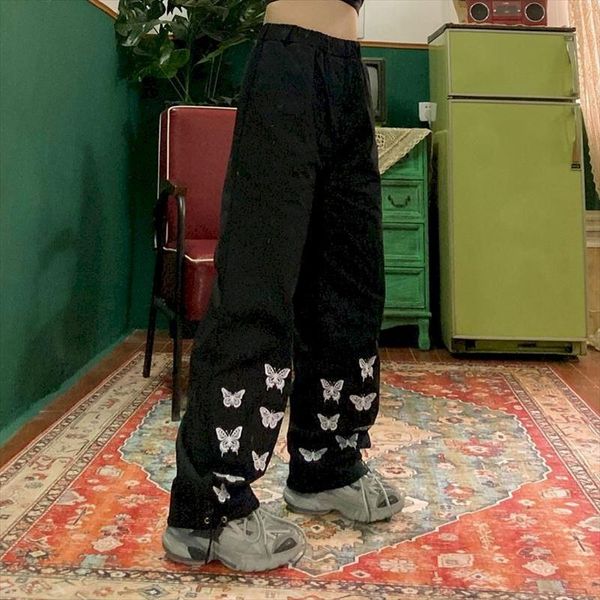 new autmun high waist pants women cargo sweatpants embroided butterflies wide leg straight plus size casual trousers streetwear, Black;white
new autmun high waist pants women cargo sweatpants embroided butterflies wide leg straight plus size casual trousers streetwear, Black;white