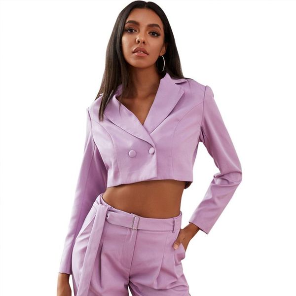 two pieces purple autumn winter pant suits high street fashion long sleeve single-breasted blazer women lace up sets 2020, White
two pieces purple autumn winter pant suits high street fashion long sleeve single-breasted blazer women lace up sets 2020, White