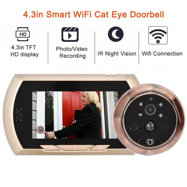 4.3in smart wifi doorbell cat eye camera ir night vision motion detection alarm unique detachable battery design deurbel
4.3in smart wifi doorbell cat eye camera ir night vision motion detection alarm unique detachable battery design deurbel