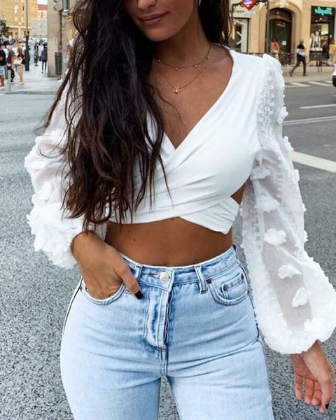 women white deep v neck backless hollow out ruffle bandage female lantern long sleeve ladies short t-shirts kg-373
women white deep v neck backless hollow out ruffle bandage female lantern long sleeve ladies short t-shirts kg-373