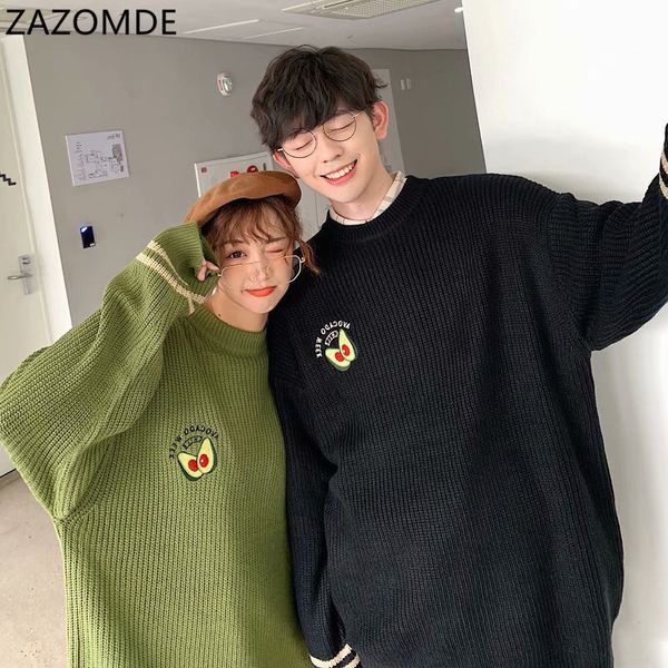 men sweater couple new autumn winter embroidery avocado lover pullover men's sweater pull homme loose patchwork sweater c1222, Black
men sweater couple new autumn winter embroidery avocado lover pullover men's sweater pull homme loose patchwork sweater c1222, Black