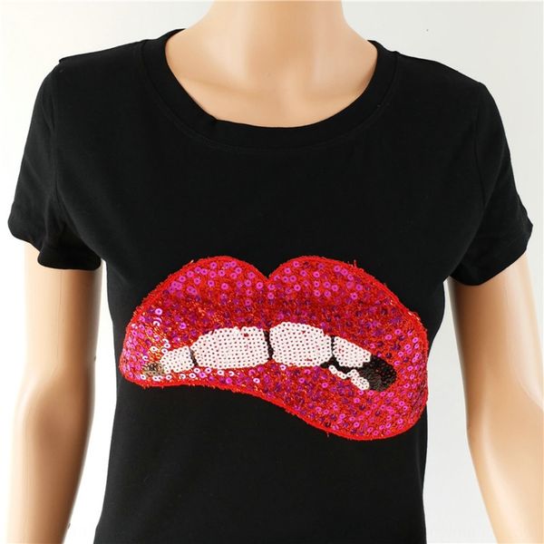 summer new women's red lips sequins t-shirt sequins crew neck short sleeve t-shirt kifye, White
summer new women's red lips sequins t-shirt sequins crew neck short sleeve t-shirt kifye, White