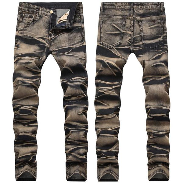 the new men's jeans tide 2020 small straight stretch jeans, Blue