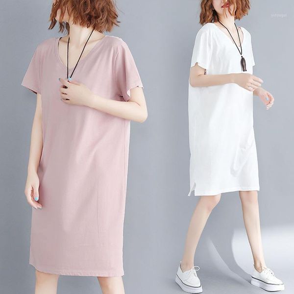 summer women t shirt dress split home dress cotton short sleeve plus size solid color v-neck backless loose vestidos ladies holl1, Black;gray
summer women t shirt dress split home dress cotton short sleeve plus size solid color v-neck backless loose vestidos ladies holl1, Black;gray