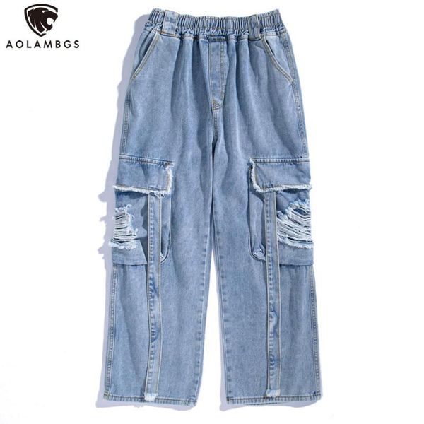 men's jeans aolamegs men hole ripped pockets ribbon elastic waist straight denim pants casual baggy high street fashion streetwear, Blue
men's jeans aolamegs men hole ripped pockets ribbon elastic waist straight denim pants casual baggy high street fashion streetwear, Blue