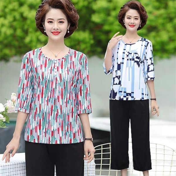 t-shirts women half sleeve summer middle age mother shirt 201028, White