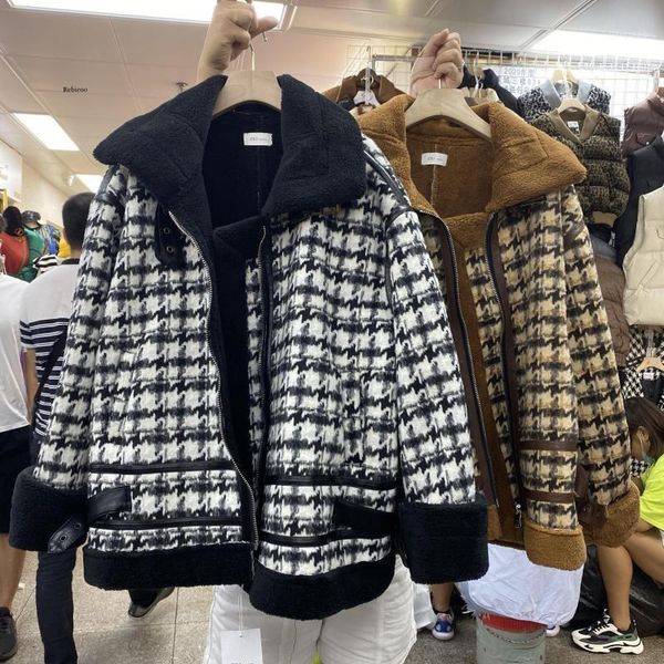 winter woolen jacket women warm loose biker fashion lattice lambswool coat korean clothes chaquetas de mujer1, Black
winter woolen jacket women warm loose biker fashion lattice lambswool coat korean clothes chaquetas de mujer1, Black
