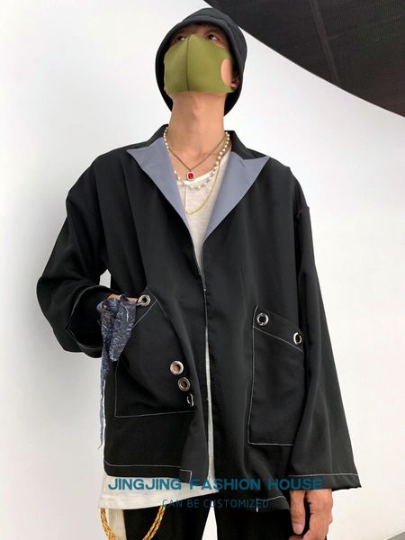 2021 new male black wound metal chips with suit collar shirt loose cold department xjh5
2021 new male black wound metal chips with suit collar shirt loose cold department xjh5