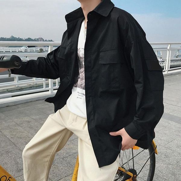 oversize harajuku korean pocket men's black casual thin shirt turn-down collar men shirts 2020 spring summer solid male top, White;black
oversize harajuku korean pocket men's black casual thin shirt turn-down collar men shirts 2020 spring summer solid male top, White;black