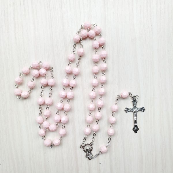 christian jewelry pink acrylic beads cross rosary necklace religious prayer neckalce gifts, Silver
christian jewelry pink acrylic beads cross rosary necklace religious prayer neckalce gifts, Silver