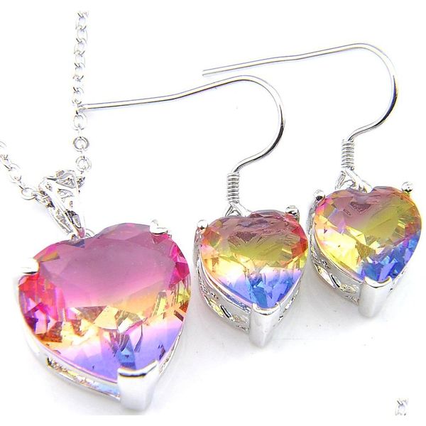 wholesale luckyshine heart crystal zircon gems necklace earring set silver tourmaline wedding earring pendants jewelry sets for women ctwjc
wholesale luckyshine heart crystal zircon gems necklace earring set silver tourmaline wedding earring pendants jewelry sets for women ctwjc