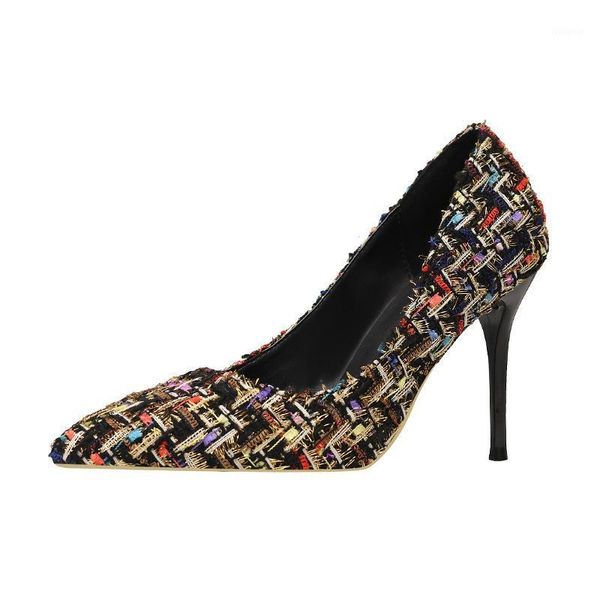 women's fashionable and slim high-heeled shoes thin heel high heel and shallow mouth pointed fabric woven single shoes1, Black
women's fashionable and slim high-heeled shoes thin heel high heel and shallow mouth pointed fabric woven single shoes1, Black