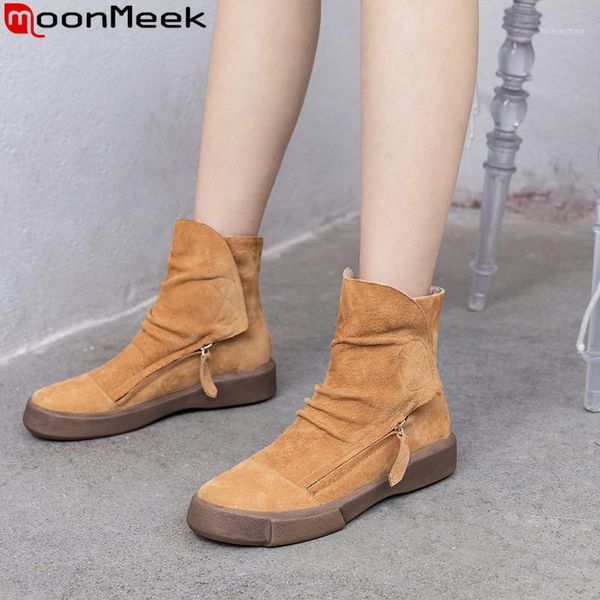 boots moonmeek fashion autumn winter women round toe suede leather casual flat with ladies ankle 2021 1, Black
boots moonmeek fashion autumn winter women round toe suede leather casual flat with ladies ankle 2021 1, Black