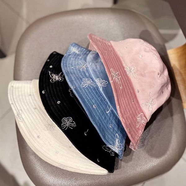 korean women winter warm velvet bucket hat shiny butterfly embroidered wide brim sunscreen adjustable panama fisherman cap, Blue;gray
korean women winter warm velvet bucket hat shiny butterfly embroidered wide brim sunscreen adjustable panama fisherman cap, Blue;gray