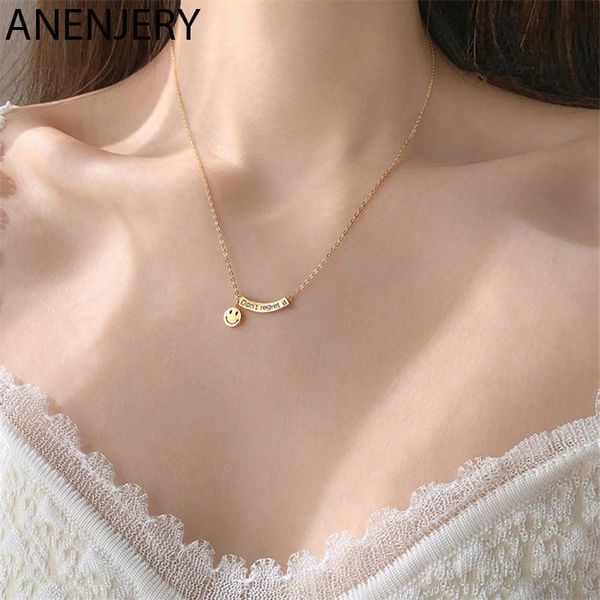 anenjery 925 sterling silver happy curved letter smiling face chain necklace for women gold color charm necklace s-n702
anenjery 925 sterling silver happy curved letter smiling face chain necklace for women gold color charm necklace s-n702