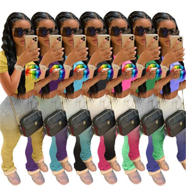 womens gradient lips two piece pants fashion trend hip hop short sleeve tees tracksuits designer female loose round neck trousers 2pcs suits, White
womens gradient lips two piece pants fashion trend hip hop short sleeve tees tracksuits designer female loose round neck trousers 2pcs suits, White