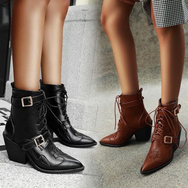 women ankle boots high heels lace up pumps shoes woman chaussures femme zapatos mujer sapato vintage pu leather booties, Black
women ankle boots high heels lace up pumps shoes woman chaussures femme zapatos mujer sapato vintage pu leather booties, Black