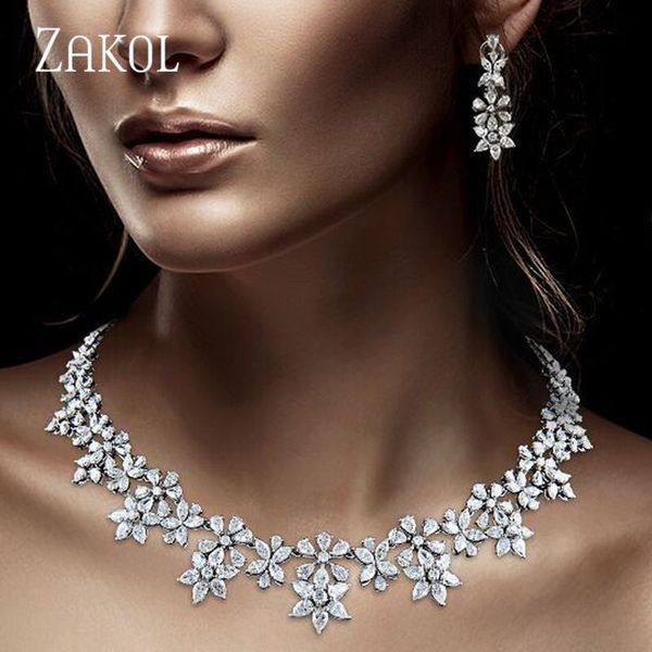zakol luxury sparking brilliant zircon flower earring necklace heavy dinner jewelry set bridal wedding dress accessories fssp388, Silver
zakol luxury sparking brilliant zircon flower earring necklace heavy dinner jewelry set bridal wedding dress accessories fssp388, Silver