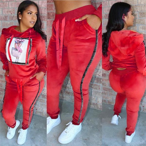 autumn velvet tracksuit two piece set women long sleeve hooded and pants suit pattern printed casual outfits femal, Gray
autumn velvet tracksuit two piece set women long sleeve hooded and pants suit pattern printed casual outfits femal, Gray