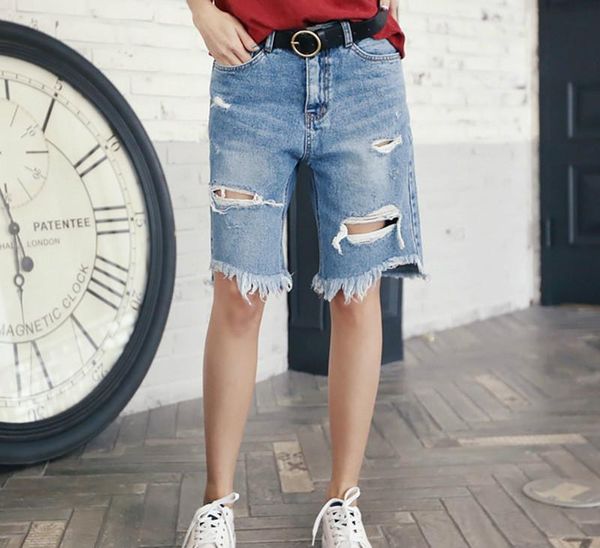 women's jeans fashion mid waist shorts for loose summer womens ripped pockets big size denim, Blue
women's jeans fashion mid waist shorts for loose summer womens ripped pockets big size denim, Blue