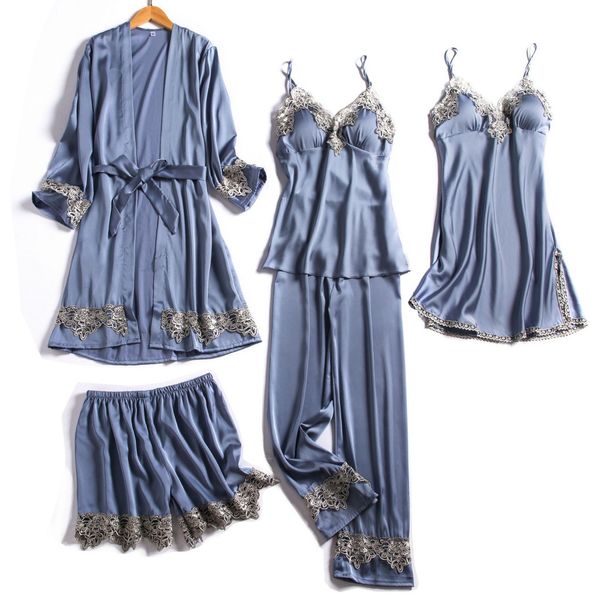 5pcs sleepwear women kimono bathrobe gown casual lace patchwork nightwear silky intimate lingerie nightgown homewear, Black;red
5pcs sleepwear women kimono bathrobe gown casual lace patchwork nightwear silky intimate lingerie nightgown homewear, Black;red