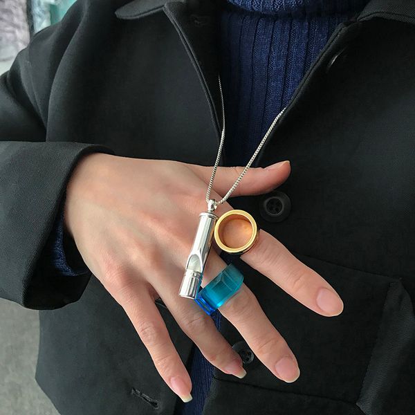 fashion dheygere whistle pendant necklace ins simple advanced tide brand matching clothes sweater chain female male jewelry wedding gifts, Silver
fashion dheygere whistle pendant necklace ins simple advanced tide brand matching clothes sweater chain female male jewelry wedding gifts, Silver