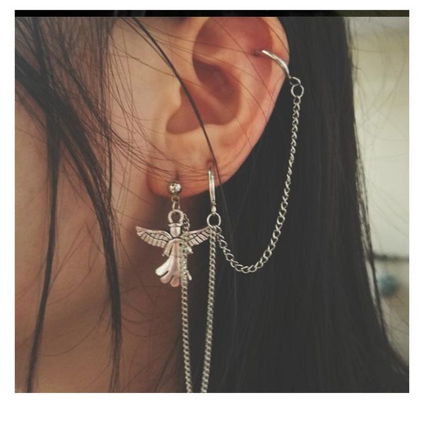 gothic fake piercing cartilage clip on earrings for women men ear cuff cross angel clip earrings with chain tassel si jlljuz, Silver
gothic fake piercing cartilage clip on earrings for women men ear cuff cross angel clip earrings with chain tassel si jlljuz, Silver
