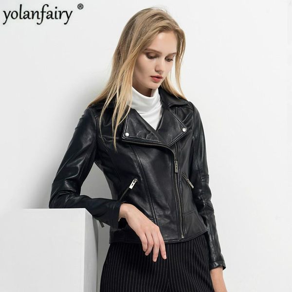 women's real leather jacket sheepskin coat motorcycle short women genuine leather jackets slim fit 2021 veste femme f3927 kj3203, Black
women's real leather jacket sheepskin coat motorcycle short women genuine leather jackets slim fit 2021 veste femme f3927 kj3203, Black