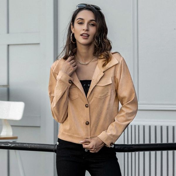 women solid color ladies casual autumn cardigan single breasted jacket female long sleeve turn-down collar short coats, Black;brown
women solid color ladies casual autumn cardigan single breasted jacket female long sleeve turn-down collar short coats, Black;brown