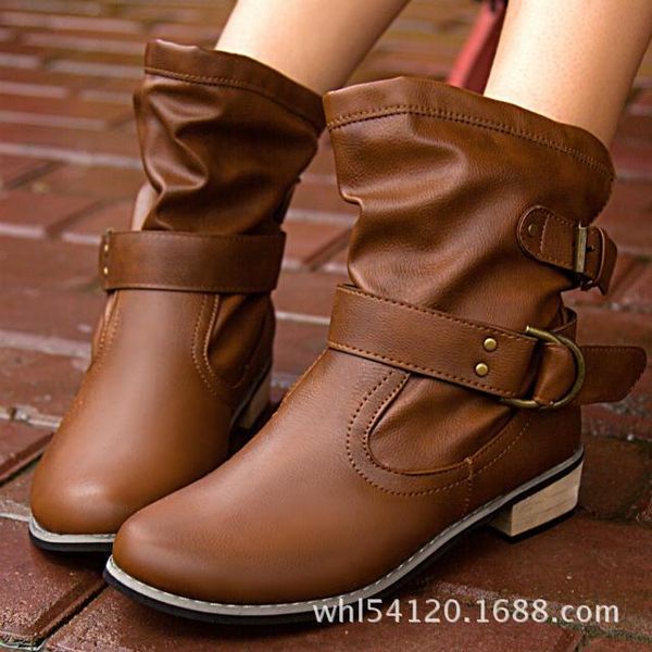 round toe buckle women mid calf boots square heel lace-up vintage winter boots med solid plus size shoes mature sweet, Black
round toe buckle women mid calf boots square heel lace-up vintage winter boots med solid plus size shoes mature sweet, Black