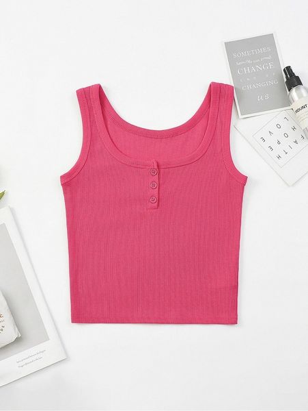 button front solid fitted tank l9gu#, White