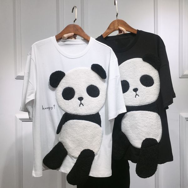 fina9 spring and 2020 summer panda pattern towel embroidery round neck loose casual embroiderytowel embroidery sleeve t-shirt short t, White
fina9 spring and 2020 summer panda pattern towel embroidery round neck loose casual embroiderytowel embroidery sleeve t-shirt short t, White