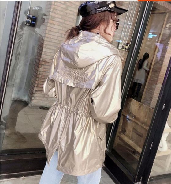 women's jackets 2021 autumn trench coat for women silver fashion gloss hooded ladies adjustable waist windbreaker coats waterproof, Black;brown
women's jackets 2021 autumn trench coat for women silver fashion gloss hooded ladies adjustable waist windbreaker coats waterproof, Black;brown