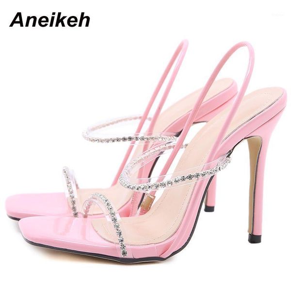 aneikeh 2021 summer pvc sweet fashion crystal shallow high heels sandals bordered zapatos de mujer square toe women shoes 35-411, Black
aneikeh 2021 summer pvc sweet fashion crystal shallow high heels sandals bordered zapatos de mujer square toe women shoes 35-411, Black