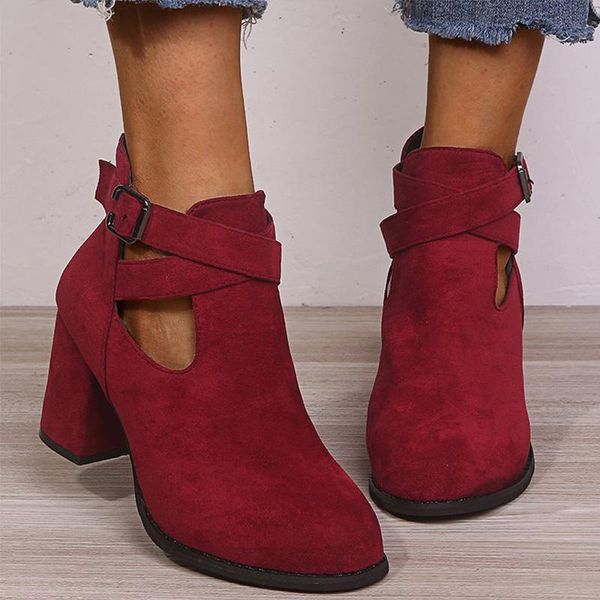 women ankle boots 2020 new block heels botas mujer flock female autumn footwear fashion pumps cross buckle strap ladies shoes, Black
women ankle boots 2020 new block heels botas mujer flock female autumn footwear fashion pumps cross buckle strap ladies shoes, Black