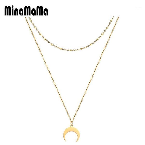 elegant stainless steel beads moon pendant necklace for woman double layer chain choker necklace party jewelry gift1, Silver
elegant stainless steel beads moon pendant necklace for woman double layer chain choker necklace party jewelry gift1, Silver