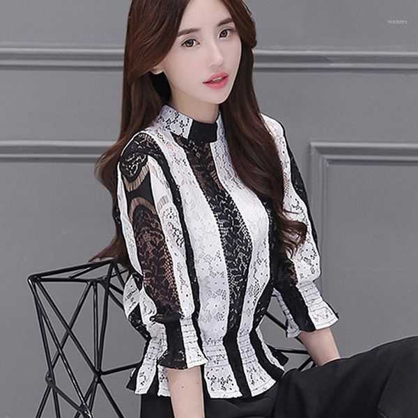 women spring summer style chiffon blouses shirts lady casual nine quarter sleeve stand collar striped blusas dd18331, White
women spring summer style chiffon blouses shirts lady casual nine quarter sleeve stand collar striped blusas dd18331, White