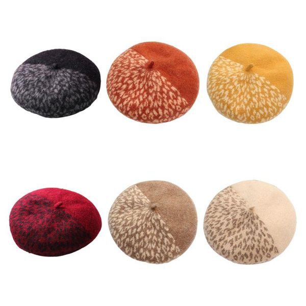 women faux wool retro beret cap leopard dots half patchwork painter pumpkin hat, Blue;gray
women faux wool retro beret cap leopard dots half patchwork painter pumpkin hat, Blue;gray