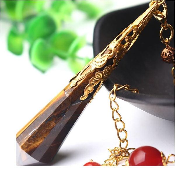 new tiger eye stone pendulum healing point dowsing reiki chakra pendants chain women necklace pendulum biolocation qylobn, Black
new tiger eye stone pendulum healing point dowsing reiki chakra pendants chain women necklace pendulum biolocation qylobn, Black