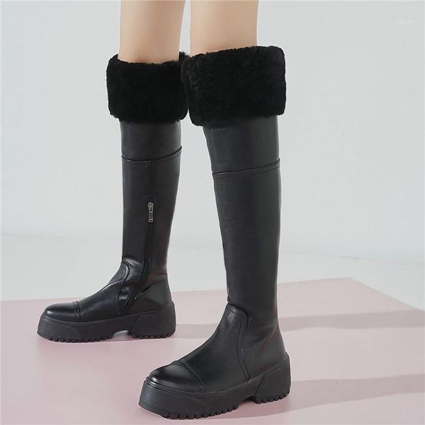 women cow leather high heel stretchy knee high boots round toe platform oxfords shoes fur winter warm pumps shoe1, Black
women cow leather high heel stretchy knee high boots round toe platform oxfords shoes fur winter warm pumps shoe1, Black