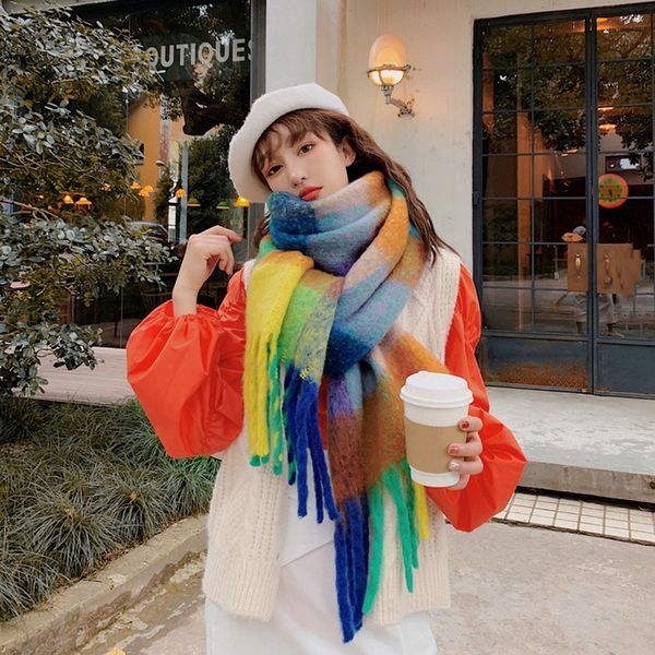 aiyou coarse braid rainbow striped plaid matching scarf winter cashmere tassel temperament shawl neck schoolgirl, Blue;gray
aiyou coarse braid rainbow striped plaid matching scarf winter cashmere tassel temperament shawl neck schoolgirl, Blue;gray