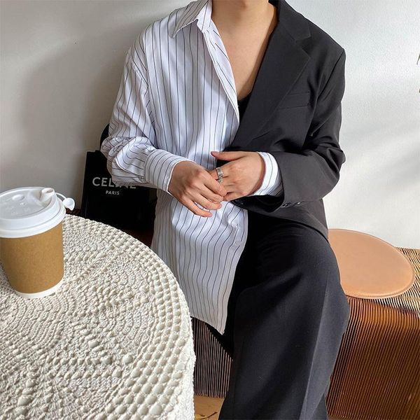 men's suits & blazers korean fake two-piece blazer men's fashion business casual dress jacket men streetwear loose striped suit me, White;black
men's suits & blazers korean fake two-piece blazer men's fashion business casual dress jacket men streetwear loose striped suit me, White;black